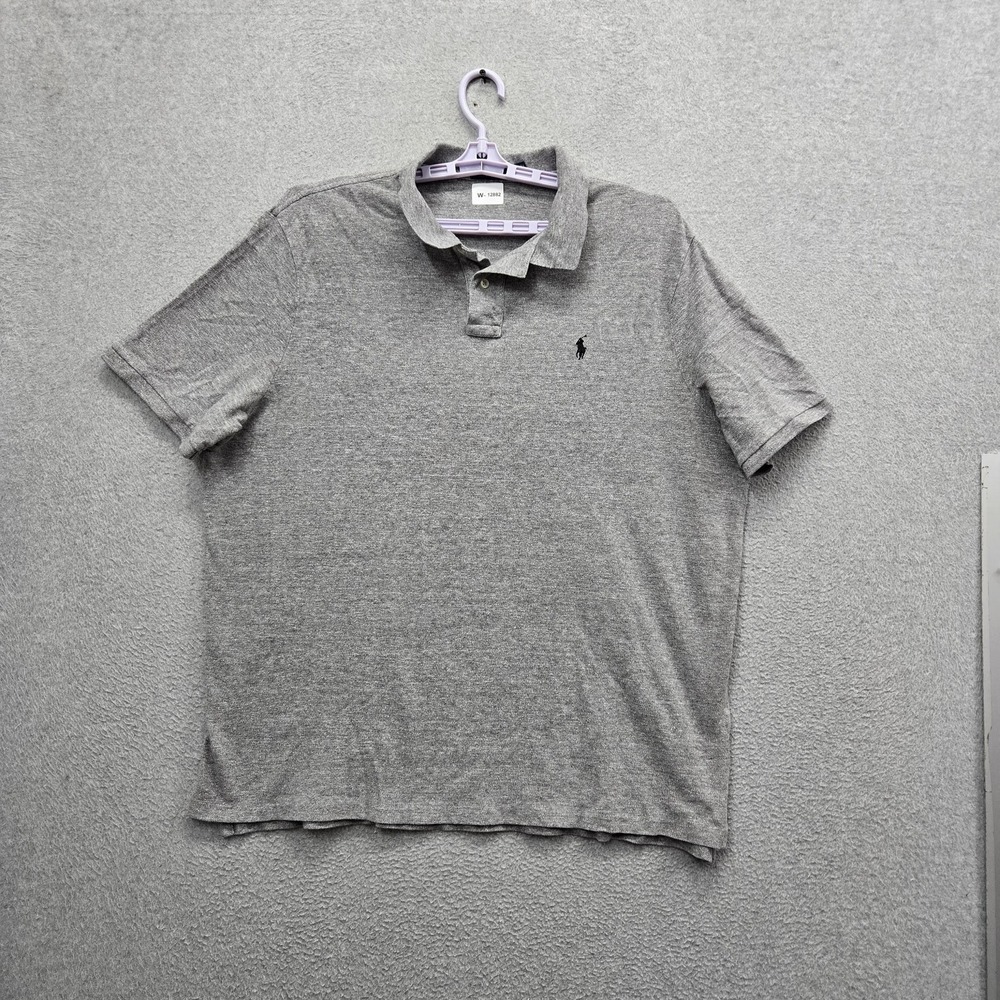 Polo Ralph Lauren Men Polo XXL Gray Embroidered Button Logo Classic Short Sleeve